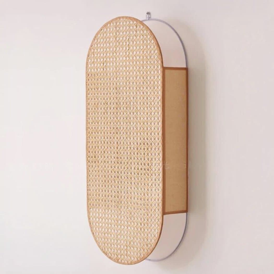 Applique murale ovale marron clair en cannage de style japonais – Néolys Rivage
