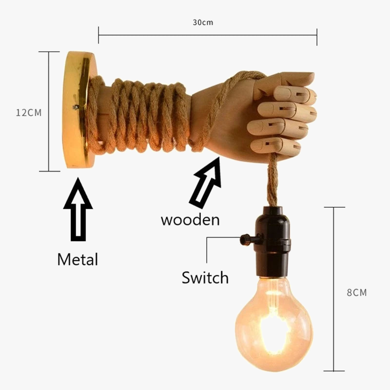 Applique murale Industrielle Eugénie Rivage en Corde de Chanvre