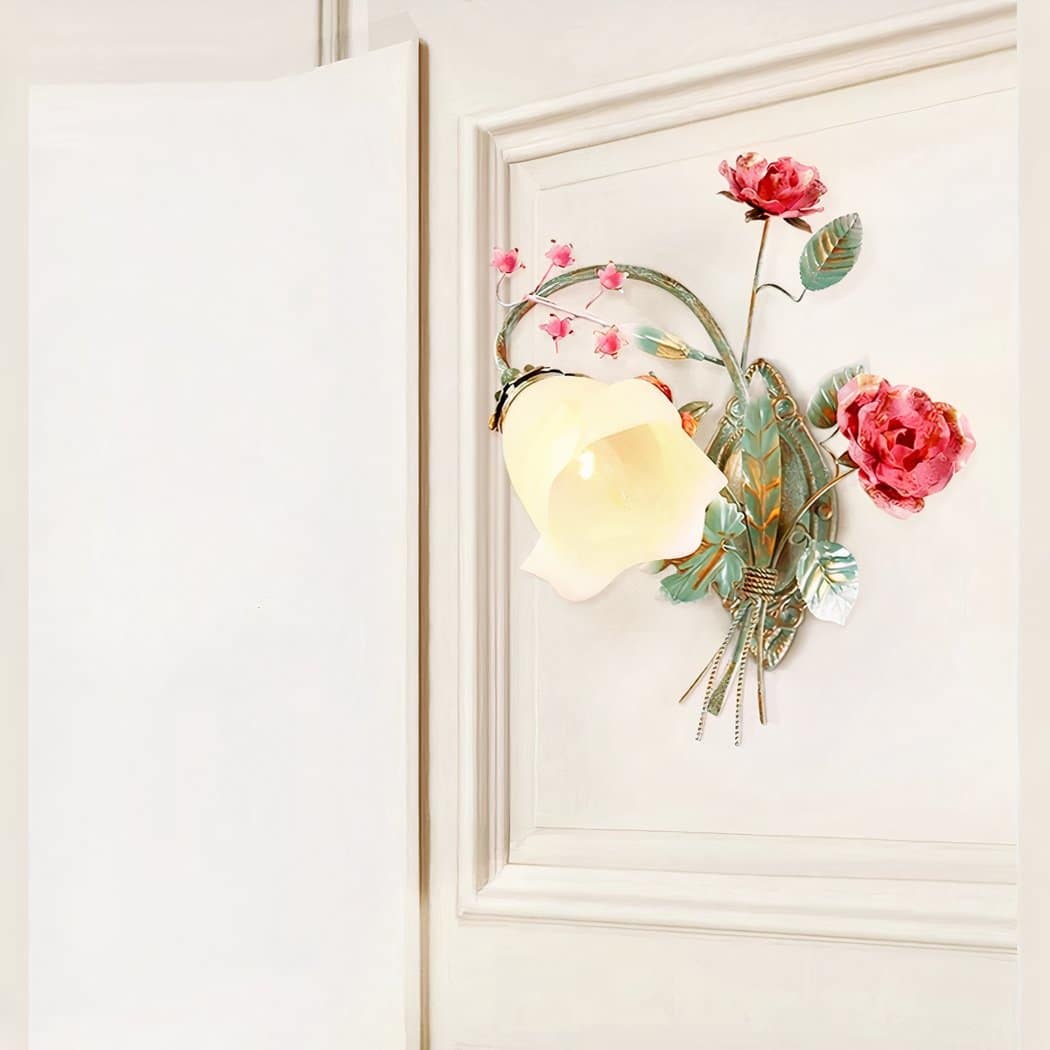 Applique murale rétro en fer forgé et en forme de fleur – Valombre Aube
