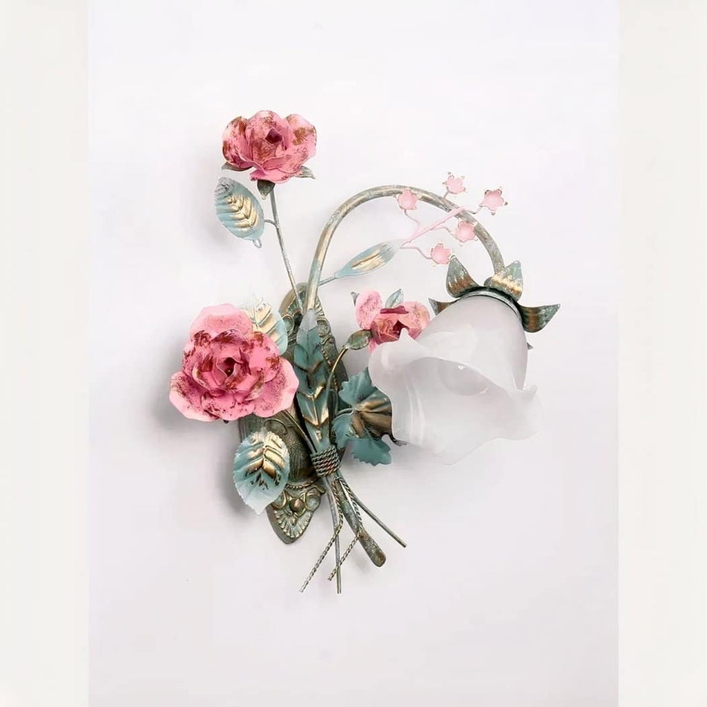 Applique murale rétro en fer forgé et en forme de fleur – Valombre Aube