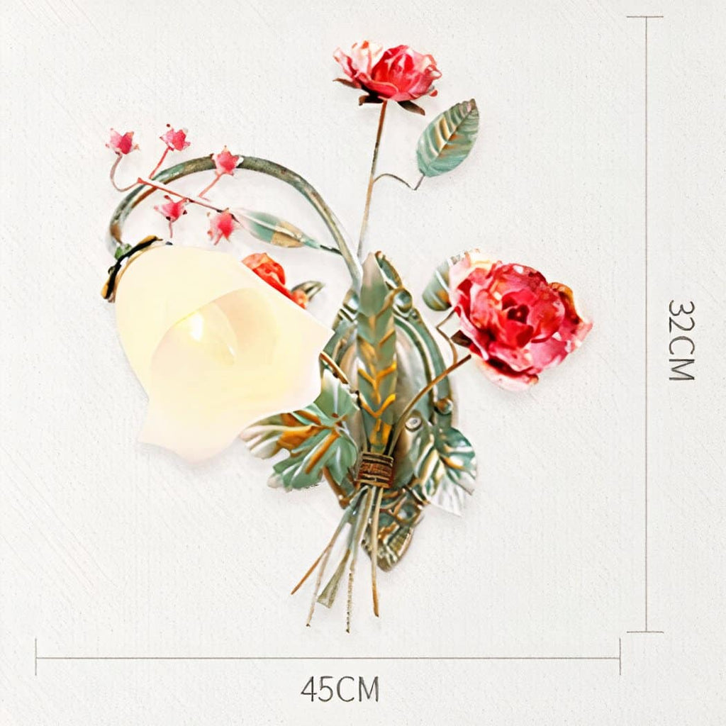 Applique murale rétro en fer forgé et en forme de fleur – Valombre Aube