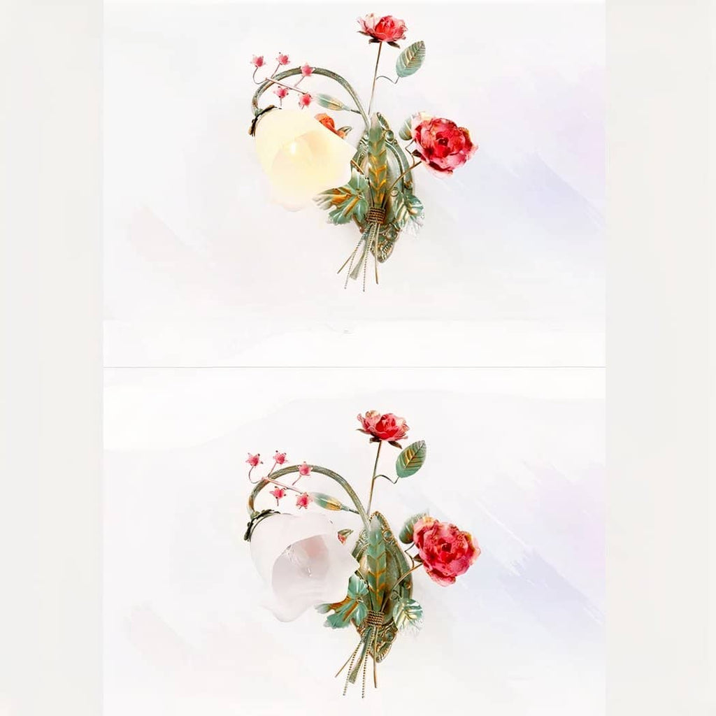 Applique murale rétro en fer forgé et en forme de fleur – Valombre Aube