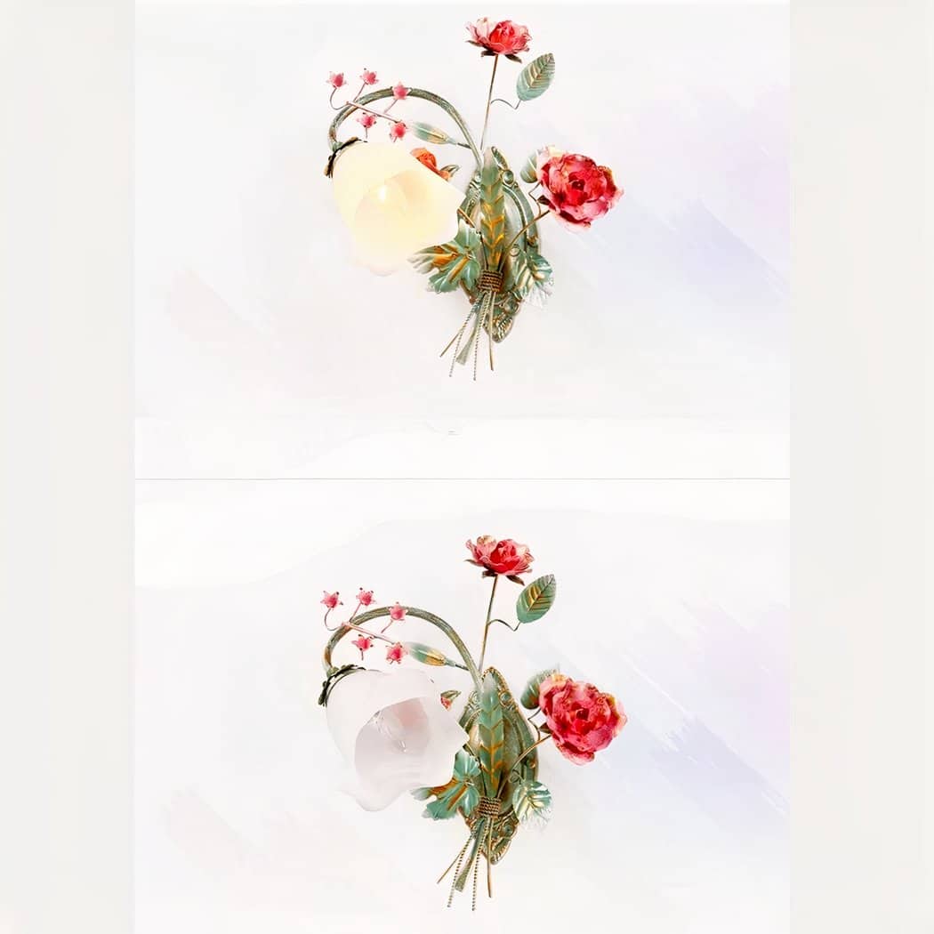 Applique murale rétro en fer forgé et en forme de fleur – Valombre Aube