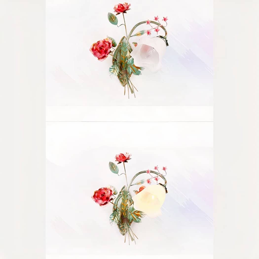 Applique murale rétro en fer forgé et en forme de fleur – Valombre Aube