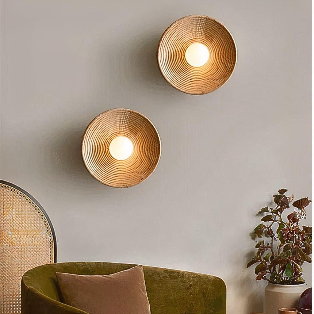 Applique murale ronde en bois dans le style bohème – Évarine Courbe