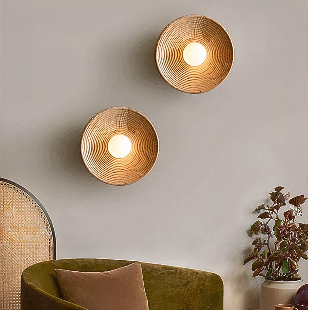 Applique murale ronde en bois dans le style bohème – Évarine Courbe