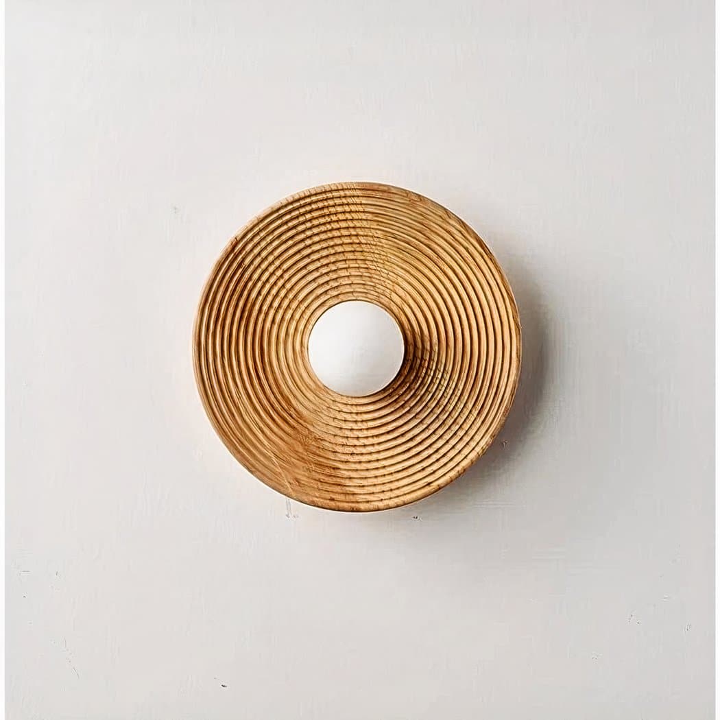 Applique murale ronde en bois dans le style bohème – Évarine Courbe