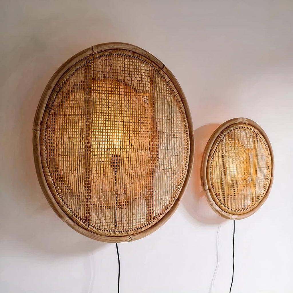 Applique murale ronde osier et bambou – Séliane Arabesque