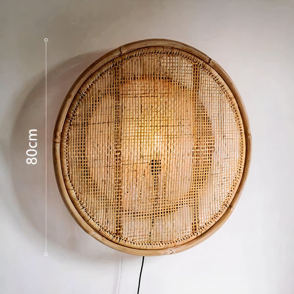 Applique murale ronde osier et bambou – Séliane Arabesque