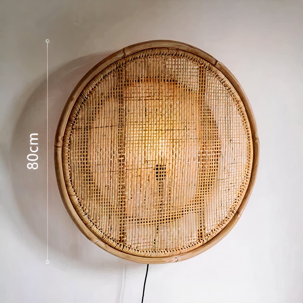 Applique murale ronde osier et bambou – Séliane Arabesque