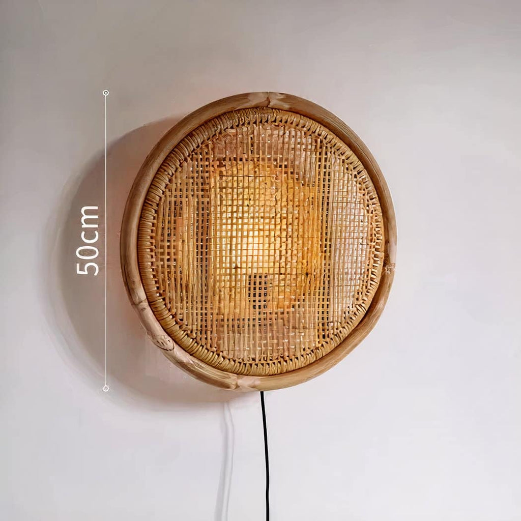 Applique murale ronde osier et bambou – Séliane Arabesque