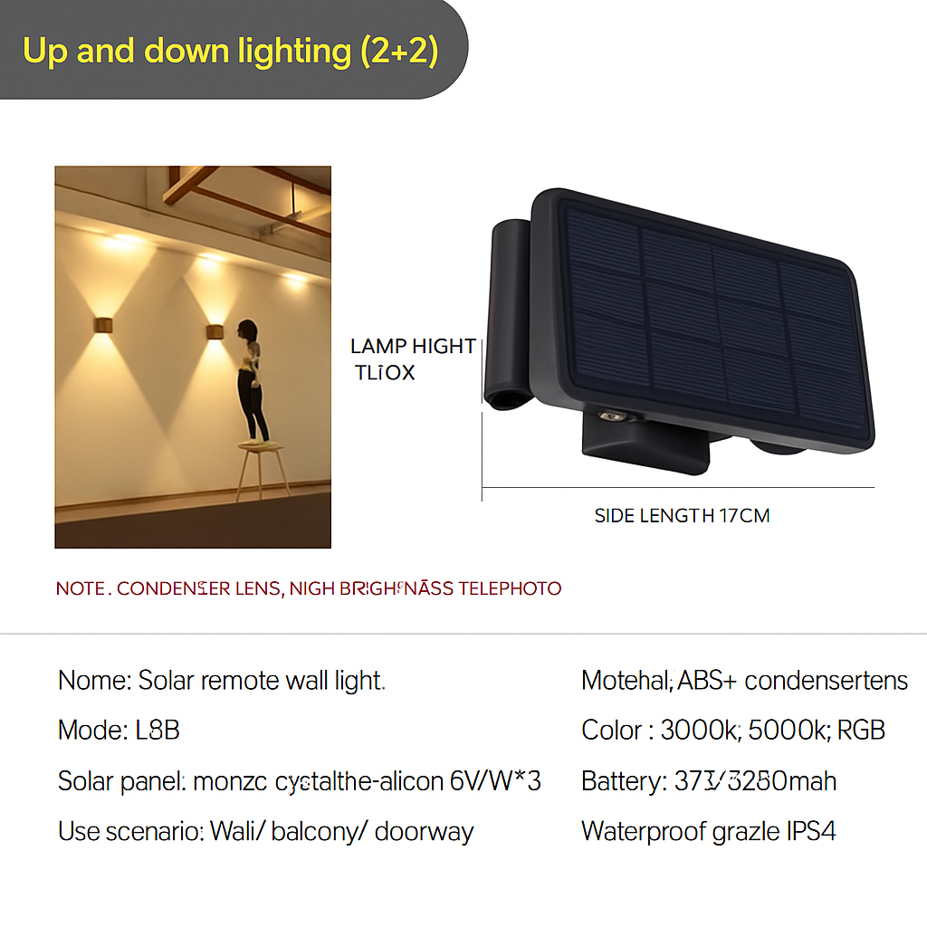 Applique murale — Solaire LED extérieure étanche pour jardin