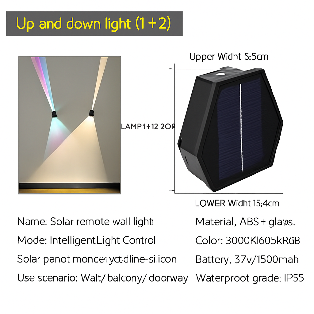 Applique murale — Solaire LED extérieure étanche pour jardin