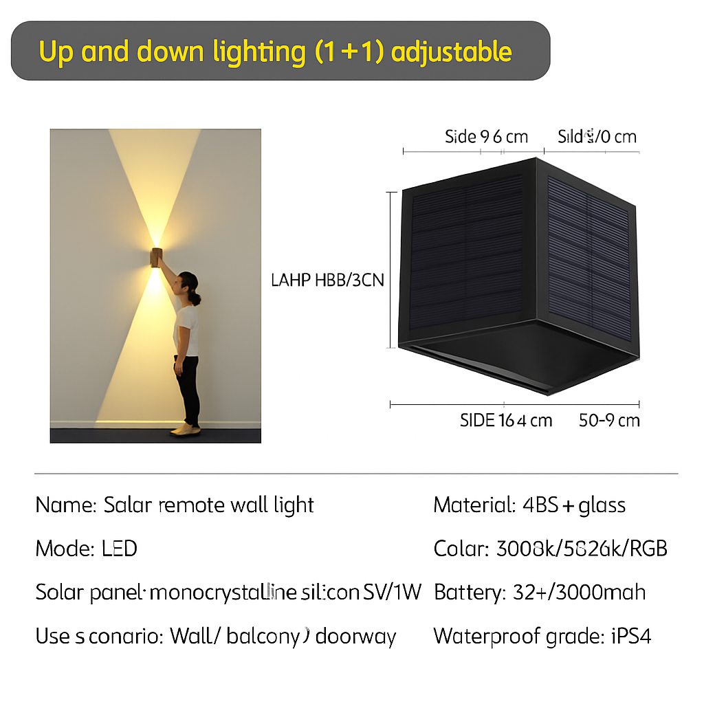 Applique murale — Solaire LED extérieure étanche pour jardin