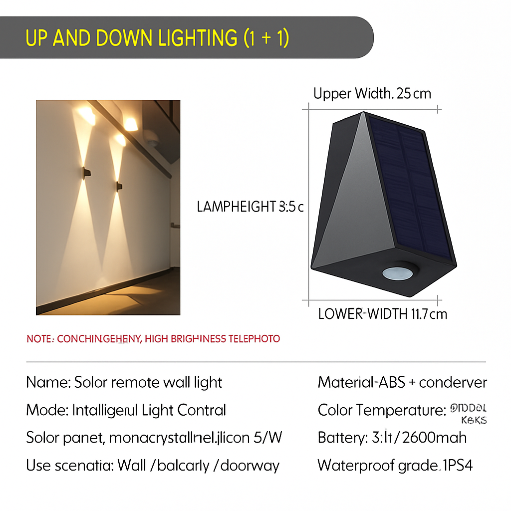 Applique murale — Solaire LED extérieure étanche pour jardin