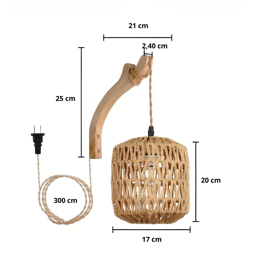 Applique murale suspendue avec abat-jour en rotin – Orélian Sillage