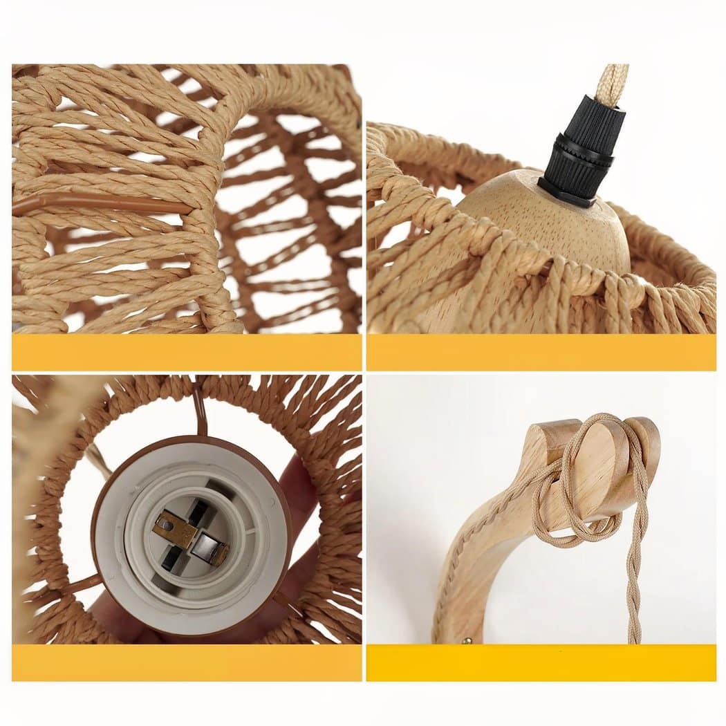 Applique murale suspendue avec abat-jour en rotin – Orélian Sillage