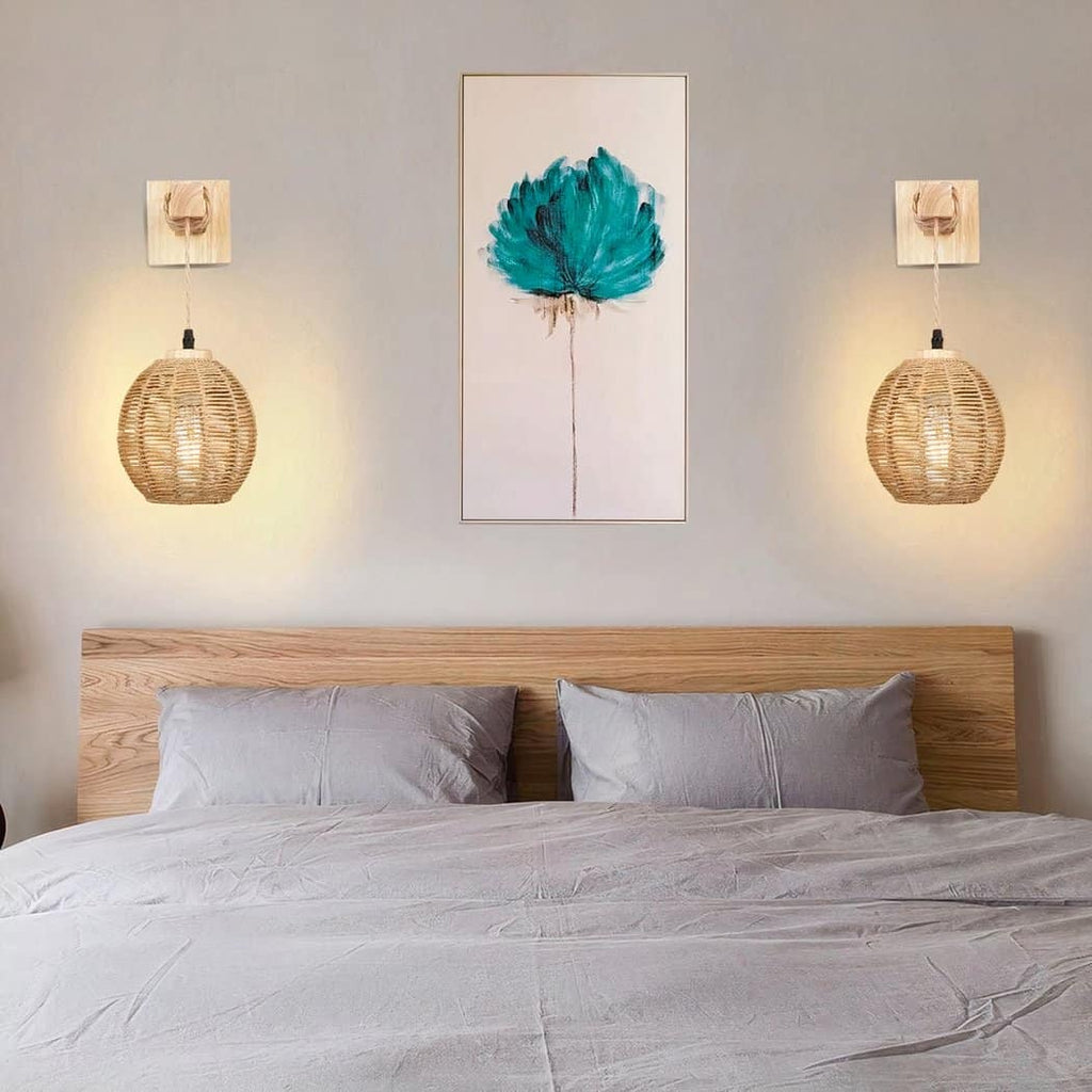 Applique murale suspendue en bois et en rotin dans le style bohème – Cléor Dune