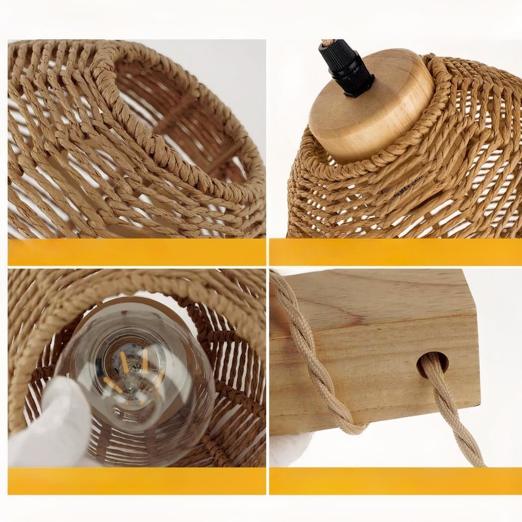 Applique murale suspendue en bois et en rotin dans le style bohème – Cléor Dune