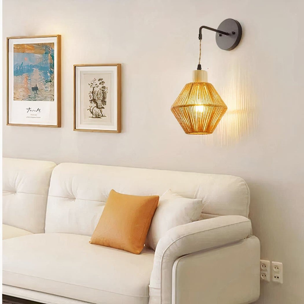 Applique murale suspendue en corde de chanvre dans le style bohème – Avelin Arabesque