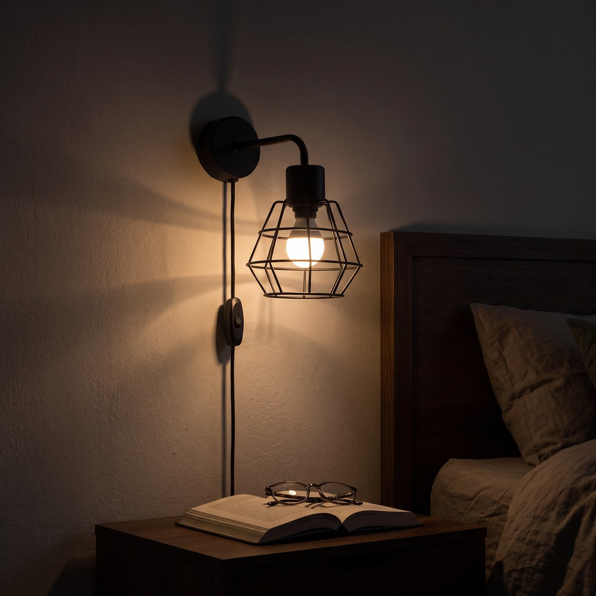 Applique murale — Pour tête de lit style industriel en acier noir