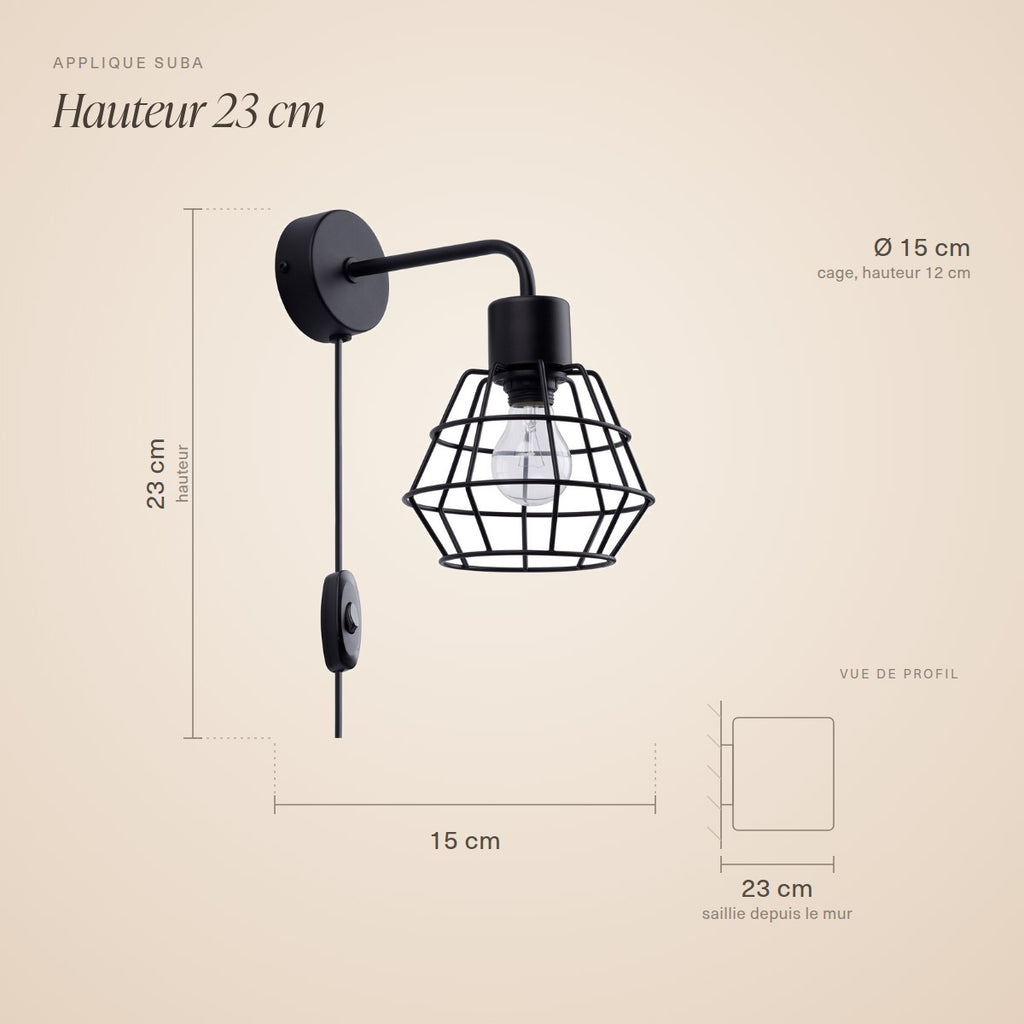 Applique murale — Pour tête de lit style industriel en acier noir