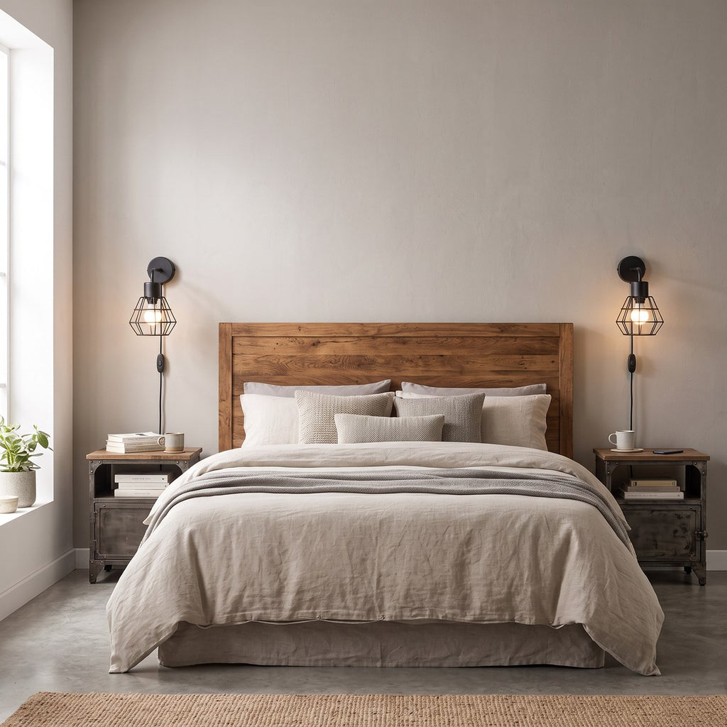 Applique murale — Pour tête de lit style industriel en acier noir