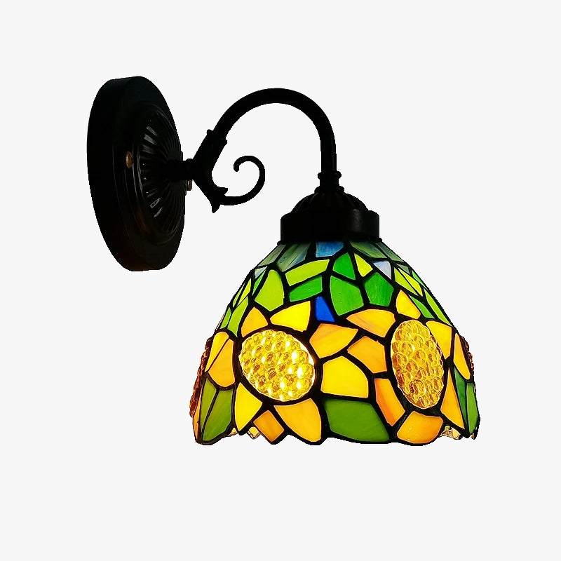 Applique murale tiffany vitrail tournesol pour éclairage intérieur Césarine Éclaircie en Verre - Une Présence de Verre Élégante