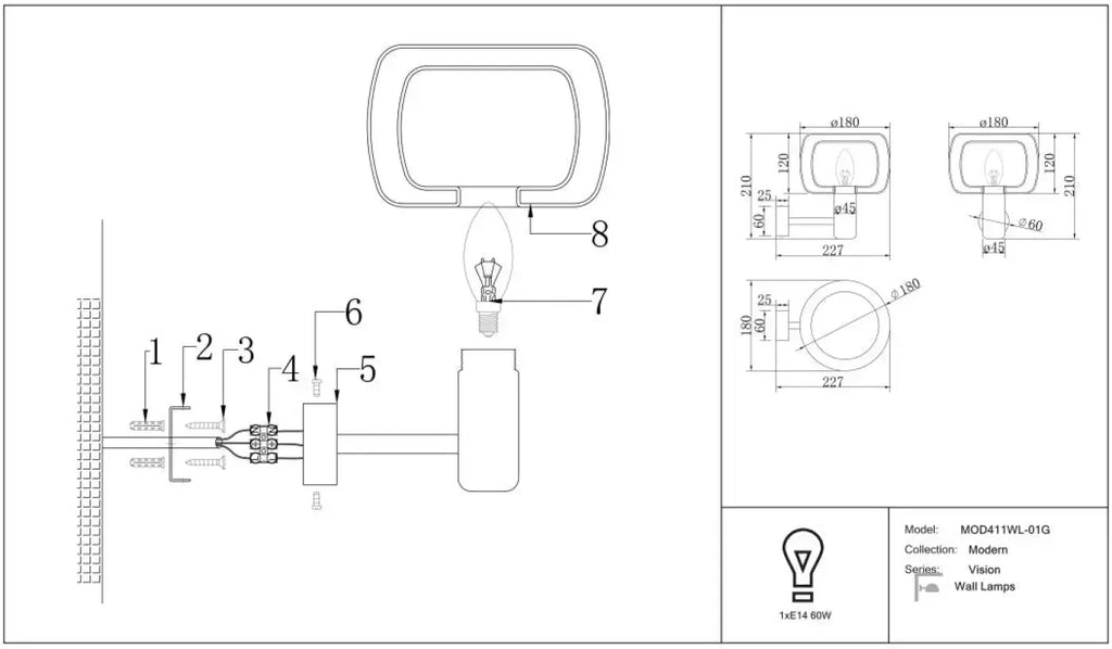 Applique murale Vision (double globe)