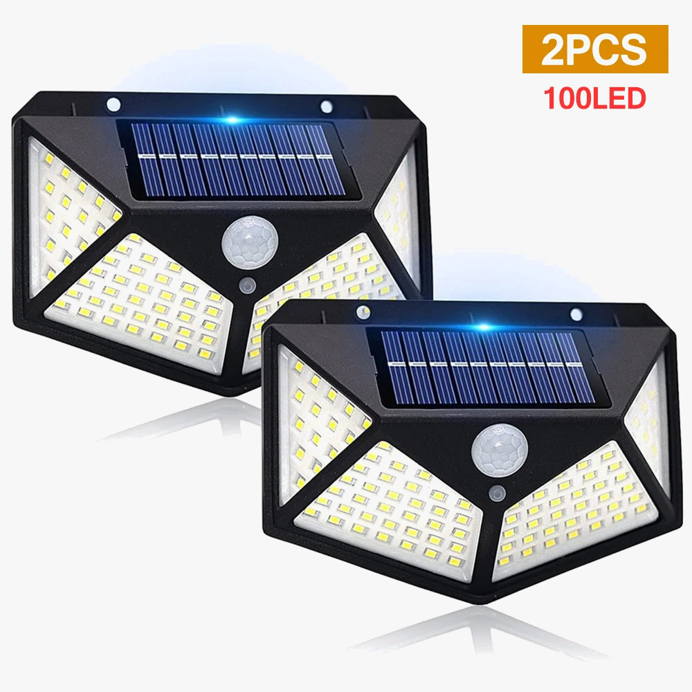 Applique murale — Solaire extérieure étanche avec capteur de mouvement 100 LED
