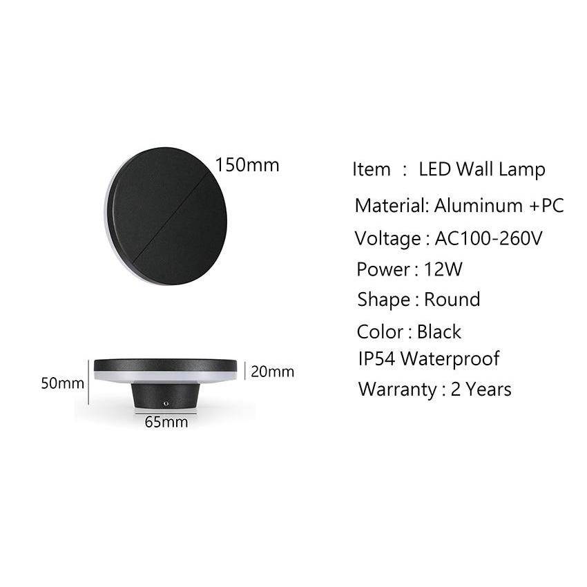 Applique murale — LED ronde avec lumière arrière waterproof