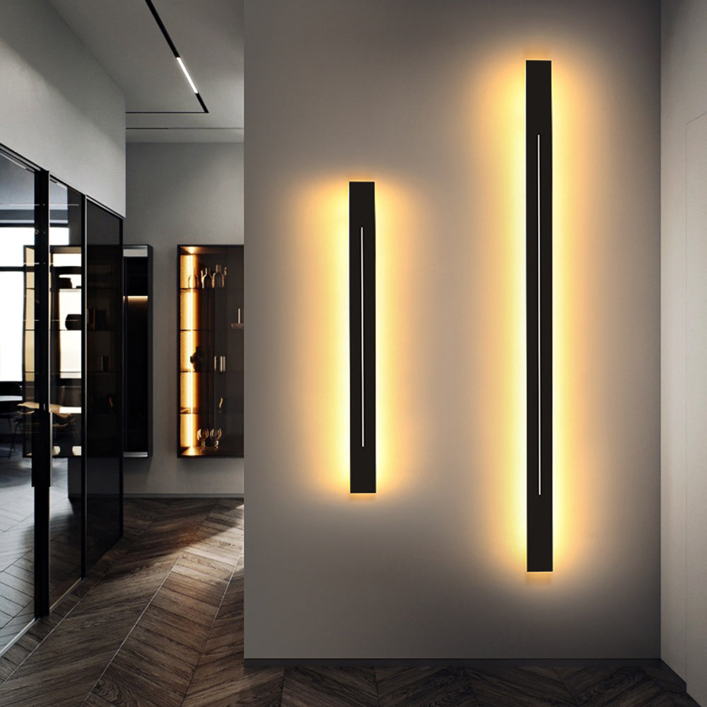 Azin Applique Murale Linéaire Simple Salon - Noir - 60 cm - Lumière Chaude
