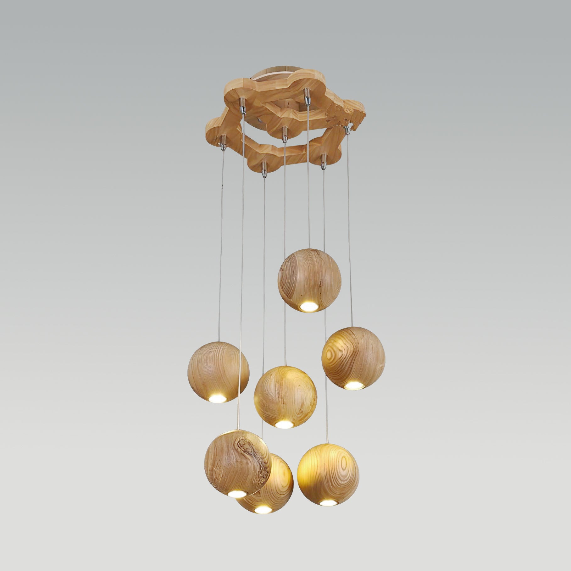 Ulvararis Suspension en bois Nordic Orb Sphere Cluster
