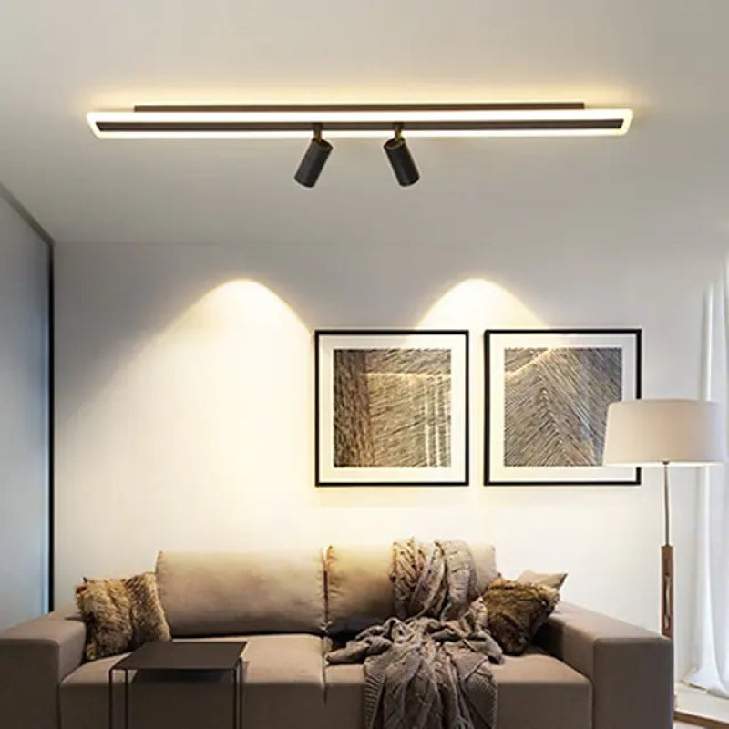 Aim Plafonnier Linéaire Minimaliste Métal/Acylique Noir Salle à Manger - Neutralighting