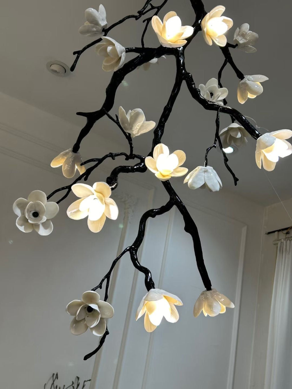 Lustra Lustre Noir Branche Fleur - Neutralighting
