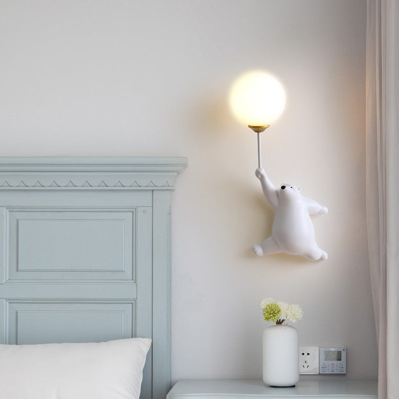 Bear Balloon Applique Murale Ours Ballon Moderne Animale Salon - Blanc - A