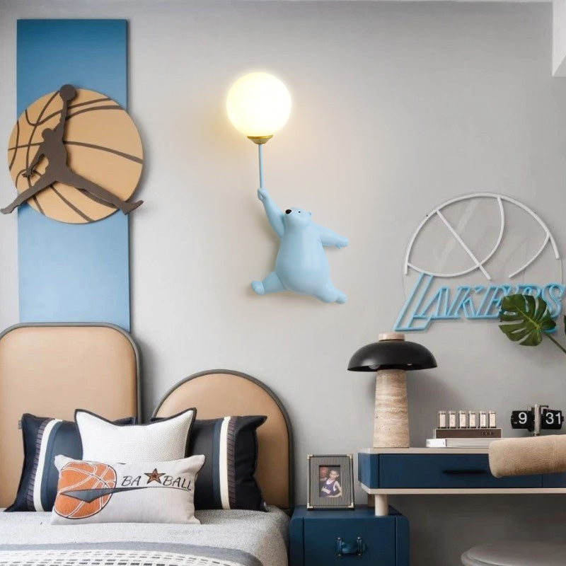 Bear Balloon Applique Murale Ours Ballon Moderne Animale Salon - Bleu - A