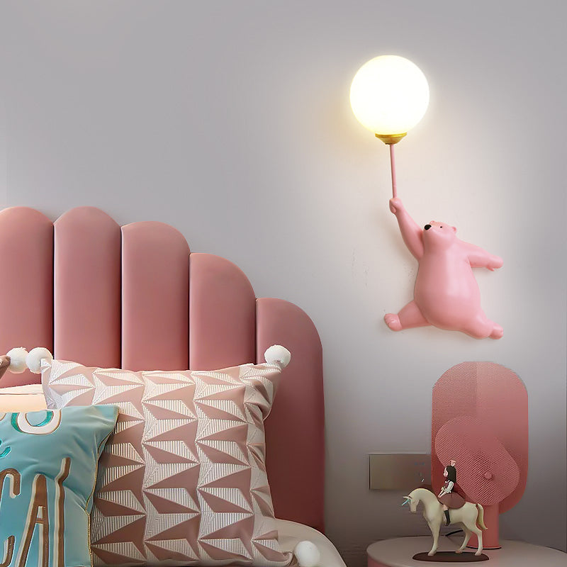Bear Balloon Applique Murale Ours Ballon Moderne Animale Salon - Rose - A