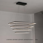 Arisha Suspension Rectangulaire Nordique, Métal/Acrylique, Noir, Chambre à Coucher/Salon - Neutralighting