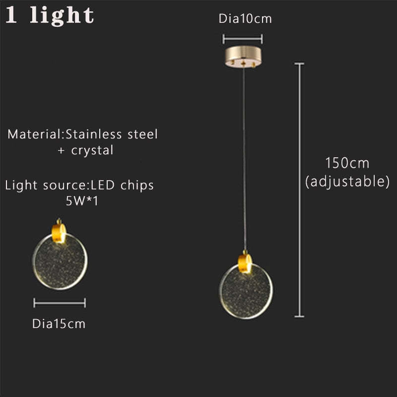Kristy Suspension Ronde Nordique, Métal/Cristal, Doré, Escalier/Salon - Neutralighting