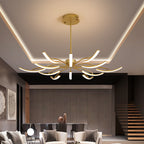 Kristy Moderne Lustre Linéaire Moderne, Métal/Gel de Silice, Noir/Blanc/Doré, Salon - Neutralighting