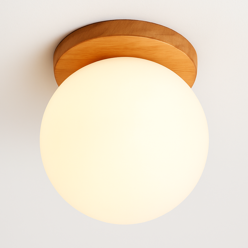 Plafonnier — Boule de verre blanc plafond moderne à LEDs lampe salon piédestal en bois suspendus plafonniers éclairage à la maison décor luminaires de cuisine