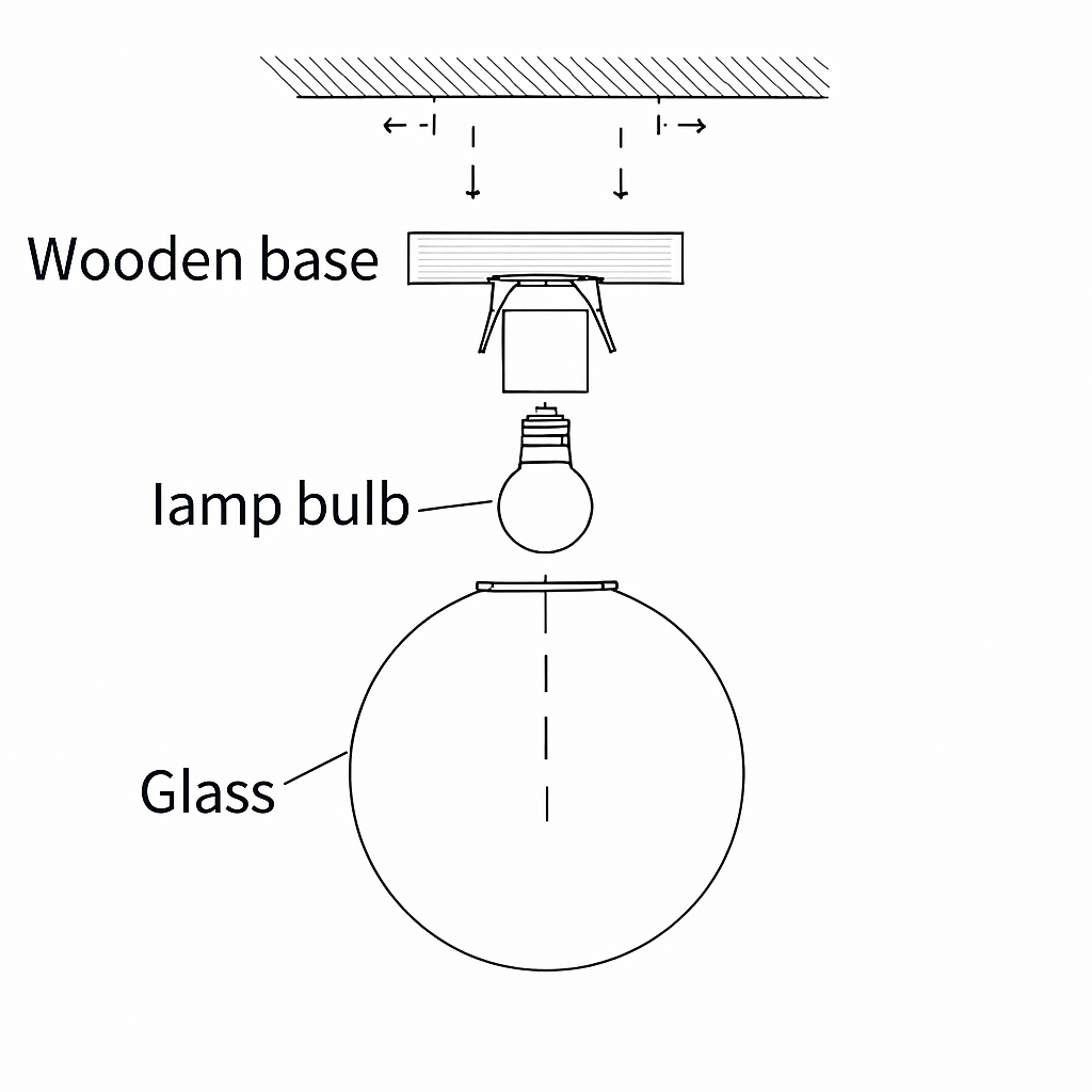Plafonnier — Boule de verre blanc plafond moderne à LEDs lampe salon piédestal en bois suspendus plafonniers éclairage à la maison décor luminaires de cuisine
