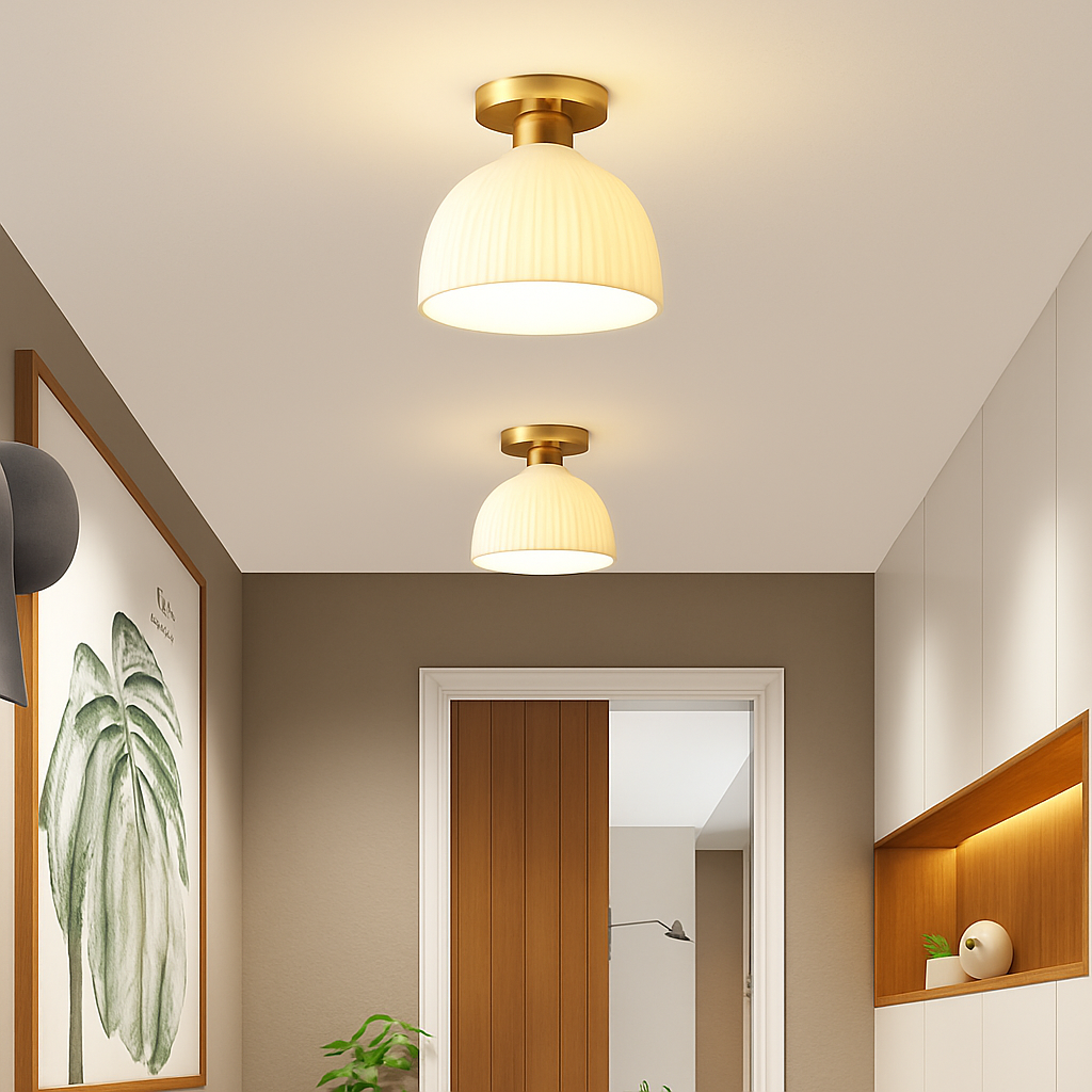 Plafonnier — Céramique verre LED couloir plafonnier pour allée couloir vestiaire balcon nordique E27 acrylique lustre reste luminaires