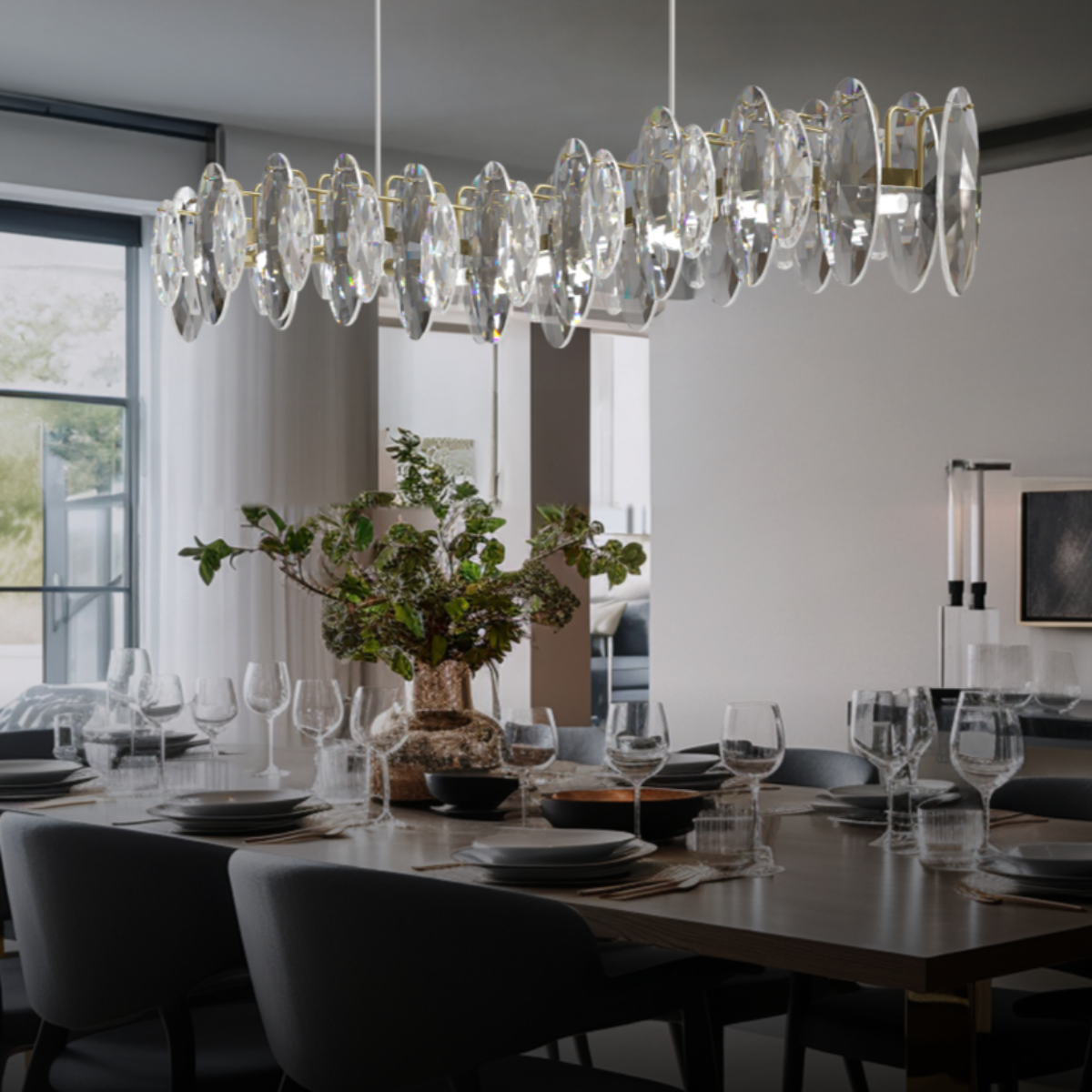 Kristy Lustre LED Moderne Verre/Métal Doré Pour Chambre/Salon - Neutralighting