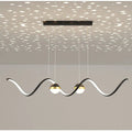 Arisha Suspension Linéaire Nordique, Métal/Acrylique, Noir/Blanc/Doré, Salon - Neutralighting