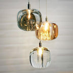 Thira Suspension Ronde Moderne. Métal/Verre. Ambre/Claire/Gris Fumé. Salon - Neutralighting