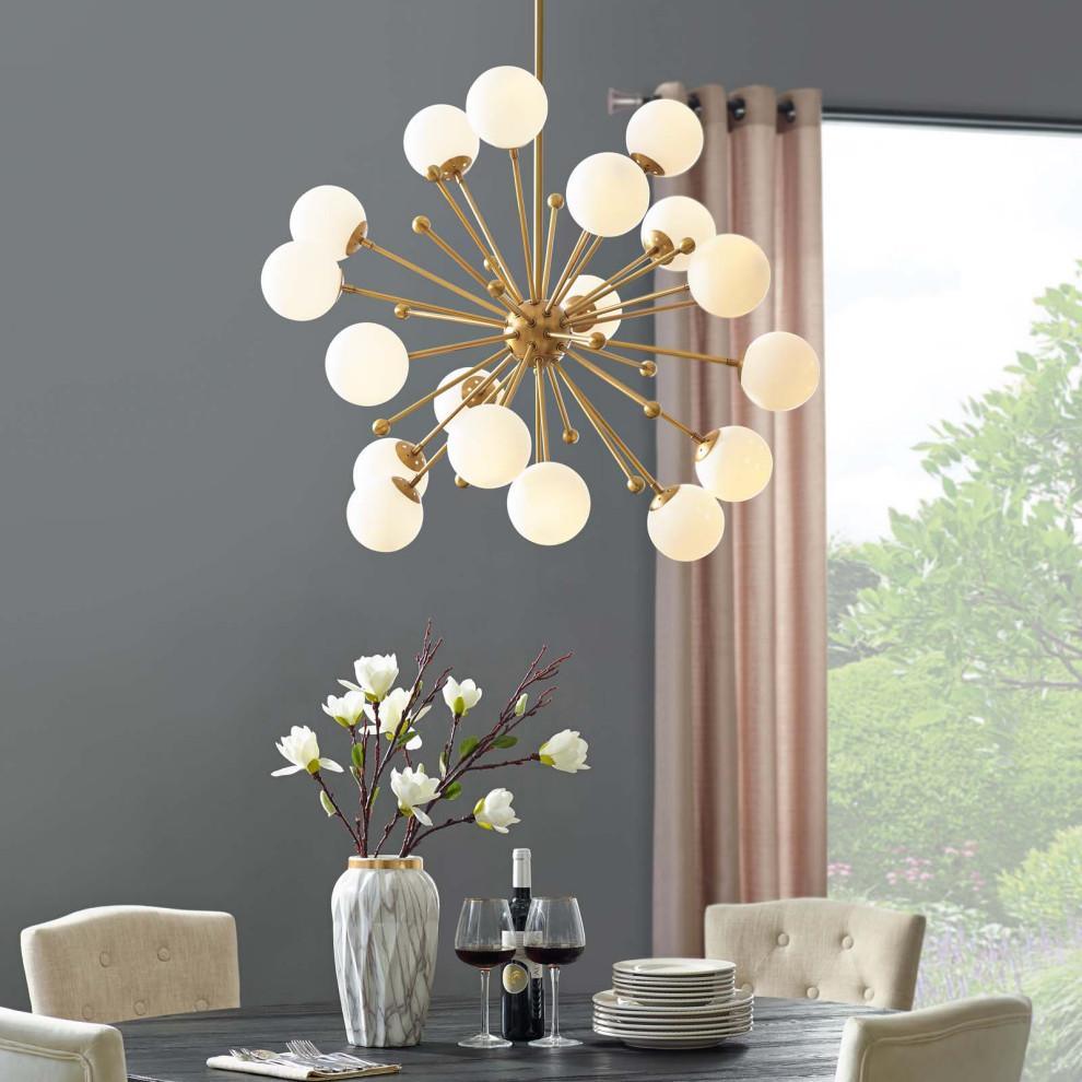 Lustra Chandelier Laiton Globe Opale - Neutralighting