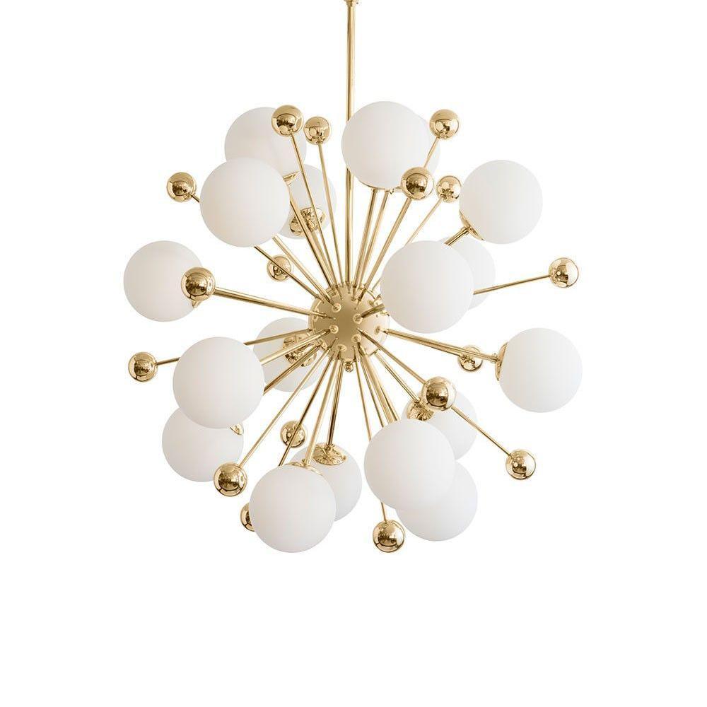 Lustra Chandelier Laiton Globe Opale - Neutralighting