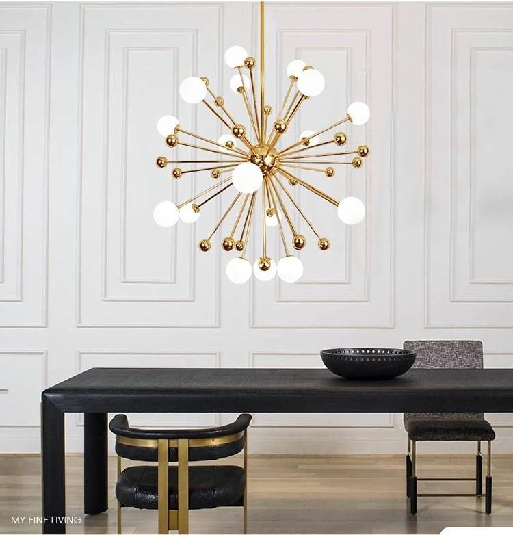 Lustra Chandelier Laiton Globe Opale - Neutralighting